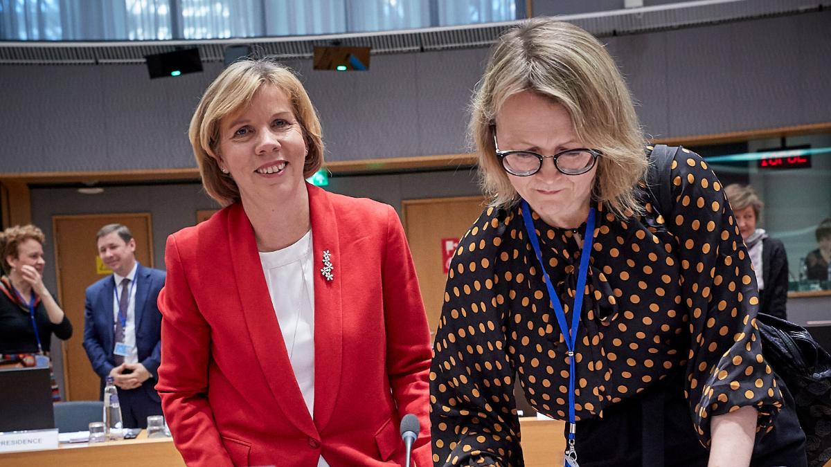 Finnlands Justizministerin Anna-Maja Henriksson auf der Ratstagung in Brüssel