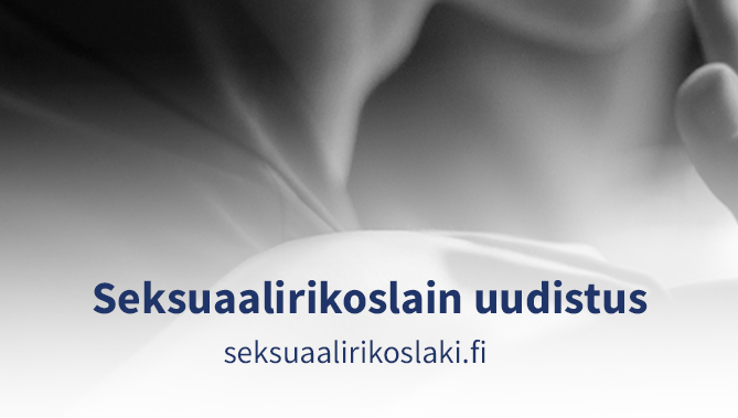 Seksuaalirikoslain uudistus - seksuaalirikoslaki.fi -banneri