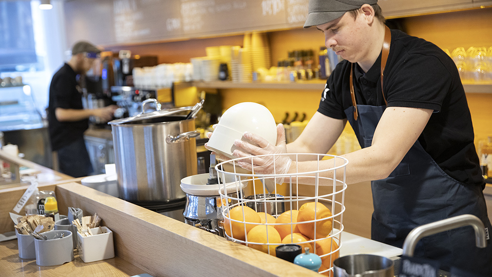 Employee at a coffee bar